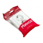 Розетка 2-местная с заземлением со шторками EKF Basic 16А IP20 Минск белый