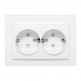 Розетка 2-местная с заземлением со шторками EKF Basic 16А IP20 Минск белый