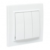 Выключатель 3-клавишный EKF Basic 10А IP20 Минск белый