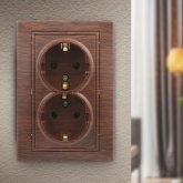 Розетка Intro 2х2P+E Schuko 16А 250В IP20 Plano, венге 1-205-10