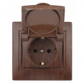Розетка Intro 2P+E Schuko с крышкой 16А 250В IP20 Plano, венге 1-203-10