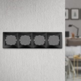 Рамка на 4 поста горизонтальная Intro Plano, антрацит 1-504-05