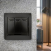 Выключатель трехклавишный Intro 10А 250В IP20 Plano, антрацит 1-106-05