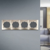 Рамка на 4 поста горизонтальная Intro Plano, шампань 1-504-04