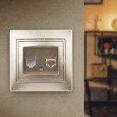 Розетка телефонная Intro RJ11 IP20 Plano, шампань 1-302-04