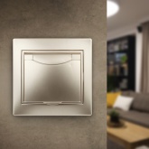 Розетка Intro 2P+E Schuko с крышкой 16А 250В IP20 Plano, шампань 1-203-04