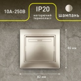 Выключатель Intro 10А 250В IP20 Plano, шампань 1-101-04