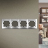 Рамка на 4 поста горизонтальная Intro Plano, алюминий 1-504-03