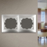 Рамка на 2 поста горизонтальная Intro Plano, алюминий 1-502-03