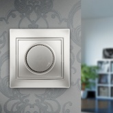 Светорегулятор поворотный Intro 600Вт 230В IP20 Plano, алюминий 1-401-03