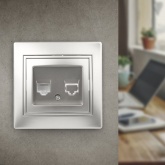 Розетка информационная Intro RJ45 IP20 Plano, алюминий 1-303-03