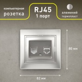 Розетка информационная Intro RJ45 IP20 Plano, алюминий 1-303-03