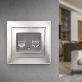 Розетка телефонная Intro RJ11 IP20 Plano, алюминий 1-302-03