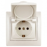 Розетка Intro 2P+E Schuko с крышкой 16А 250В IP20 Plano, слоновая кость 1-203-02 (бежевый)