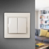 Выключатель двухклавишный Intro 10А 250В IP20 Plano, слоновая кость 1-104-02 (бежевый)