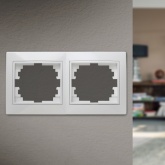 Рамка на 2 поста горизонтальная Intro Plano, белый 1-502-01