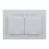 Розетка Intro 2х2P+E Schuko со шторками и крышкой 16А 250В IP44 Plano, белый 1-210-01