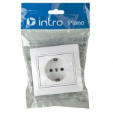 Розетка 2P+E Schuko со шторками 16А 250В IP20 Intro Plano, белый 1-206-01