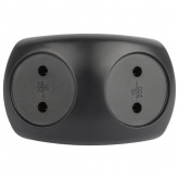 Тройник разветвитель электрический ЭРА SPx-2-B на 2 розетки без заземления 10А черный