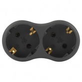 Тройник разветвитель электрический ЭРА SPx-2e-B на 2 розетки с заземлением 16А черный