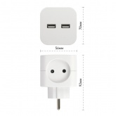 Разветвитель ЭРА SP-2-USB-W на 2 розетки 220V+2xUSB 2400mA без заземления 10А белый