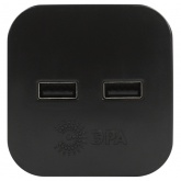 Разветвитель ЭРА SP-2-USB-B на 2 розетки 220V+2xUSB 2400mA без заземления 10А черный