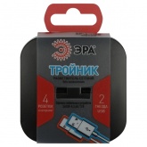 Разветвитель ЭРА SP-4-USB-B на 4 розетки 220V+2xUSB 2400mA без заземления 10А черный