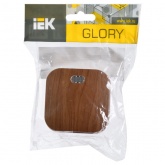 Накладной выключатель 1-клавишный ИЭК GLORY с подсветкой 10А ВС20-1-1-ХД дуб