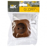 Накладная розетка 1-ая ИЭК GLORY с заземлением 16А РС20-3-ХД дуб
