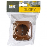 Накладная розетка 1-ая ИЭК GLORY с заземлением и шторками 16А РСш20-3-ХД дуб