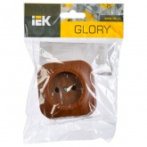 Накладная розетка 1-ая ИЭК GLORY без заземления 10А РС20-2-ХД дуб