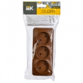 Накладная розетка 3-ая ИЭК GLORY без заземления 10А РС23-2-ХД дуб