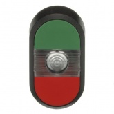 Кнопка двойная ABB MPD1-11С (зеленая/красная) прозрачная линза без текста