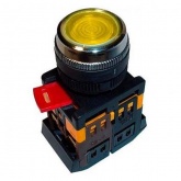 Кнопка TDM ABLFS-22 желтый d22мм неон/230В 1з+1р