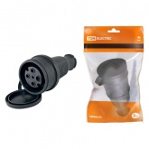 Разъем с заглушкой каучук TDM 3Р+РЕ 32А 380В IP44 черная