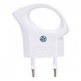 Вилка без заземления ЭРА V1 2P 6А угловая с кольцом белая