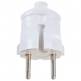 Вилка без заземления ИЭК ВПп20-01-Ст 2P 6А прямая белая