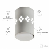 Светильник накладной потолочный спот ЭРА OL10 LD под лампу GX53 WH белый, подсветка 1W