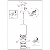 Светильник подвесной ЭРА PL12 GX53 WH/SL под лампу GX53, алюминий, цвет белый+серебро