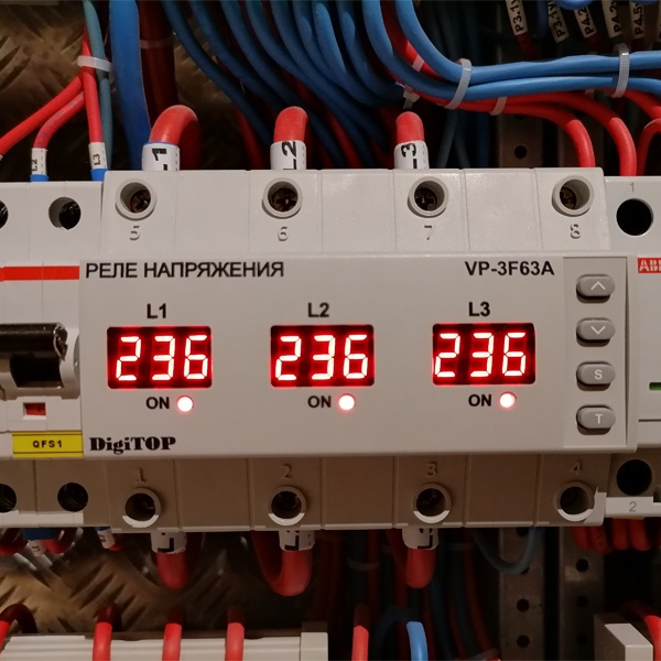 Реле для защиты от перепадов напряжения трехфазное цифровое VP-3F63A