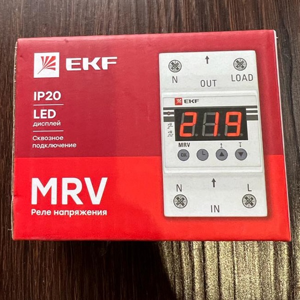 Реле контроля напряжения&nbsp;в однофазной сети&nbsp;ЭКФ PROxima, коммутируемый ток 63 Ампера