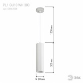 Светильник подвесной ЭРА L1 GU10 WH 300 D80x300mm белый 5056306016707