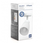 Светильник настенно-потолочный Feron ML241 под лампу 1хE27, белый, корпус сталь, рассеиватель стекло