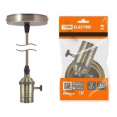 Патрон Е27 TDM с выключателем с подвесом 1 м, металлический Лофт, бронза