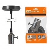 Патрон Е27 TDM с выключателем с подвесом 1 м, металлический Лофт, черный