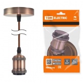 Патрон Е27 TDM с подвесом 1 м, металлический Лофт, медь