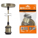 Патрон Е27 TDM с подвесом 1 м, металлический Лофт, бронза