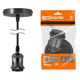 Патрон Е27 TDM с подвесом 1 м, металлический Лофт, черный