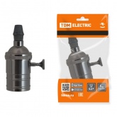 Патрон TDM подвесной Е27 с выключателем, металлический Лофт, черный