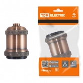 Патрон TDM подвесной Е27, металлический Лофт, медь